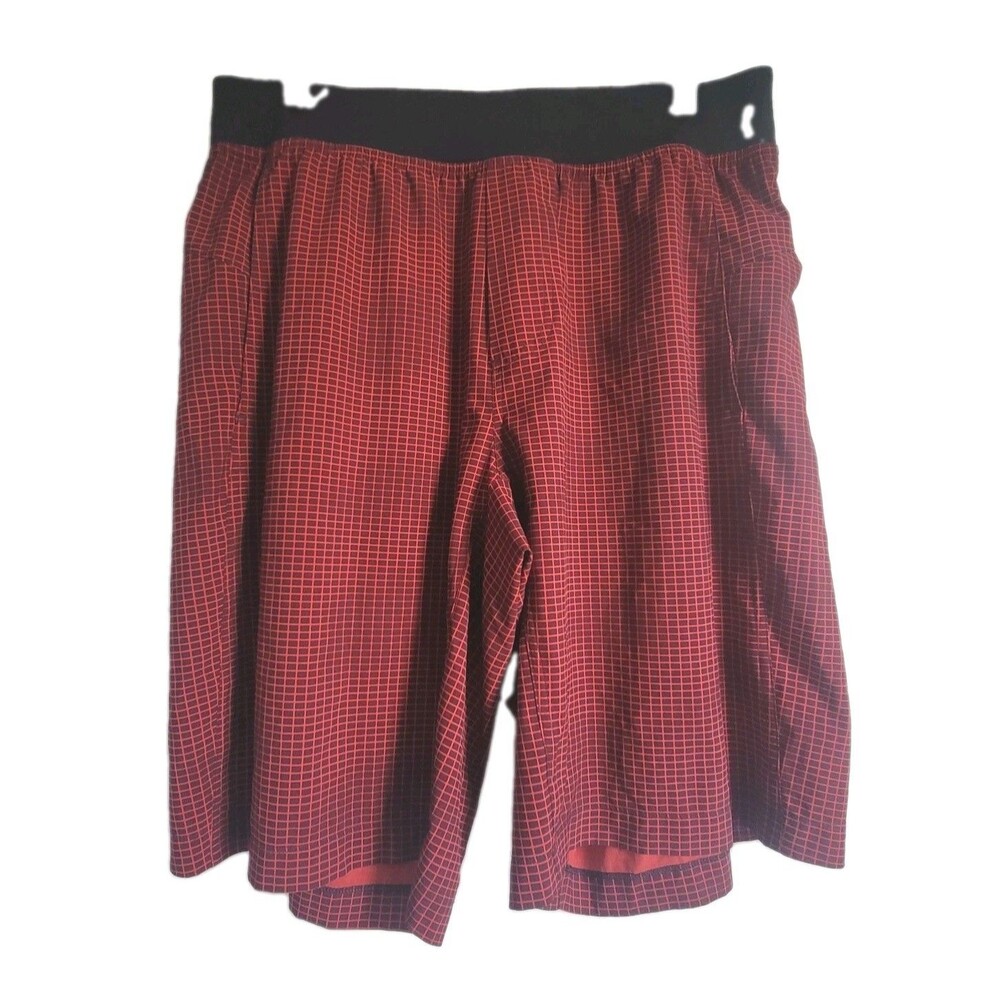 Lululemon Men's Large Red Black Linerless 10" Inseam T.H.E. Short